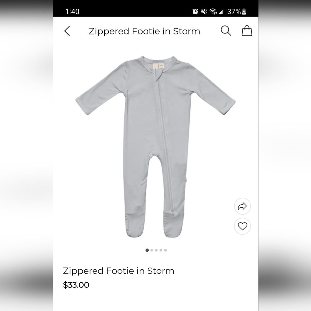 Kyte Baby Footed Onesie-storm